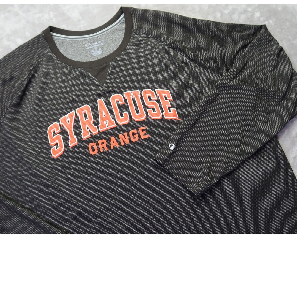 Champion Syracuse‎ Orange Long Sleeve Athletic Shirt Men's 2XL Gray Textured